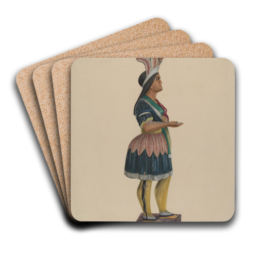 Wooden Indian by Chris Makrenos Art Drink Coaster set