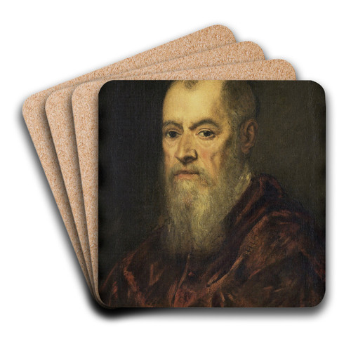 Portrait of a Man with a Red Cloak by Jacopo Tintoretto Art Drink Coaster set