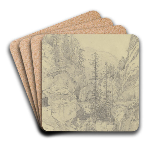 Section at the Via Mala by Johann Wilhelm Schirmer Art Drink Coaster set