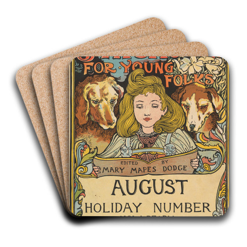 The Century; Holiday Number; St. Nicholas for Young Folks, August by Louis Rhead Art Drink Coaster set