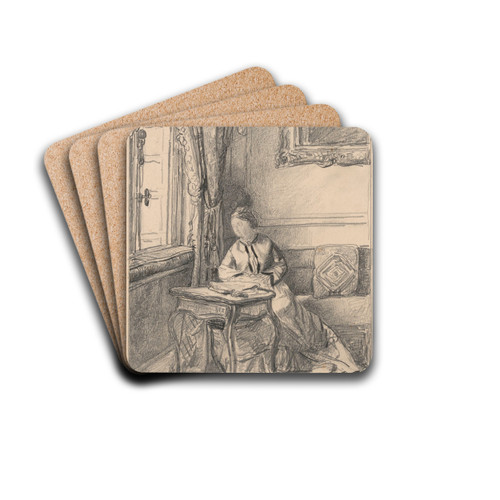 Seated Woman at the Window by Henri de Braekeleer Drink Coasters - set of 4