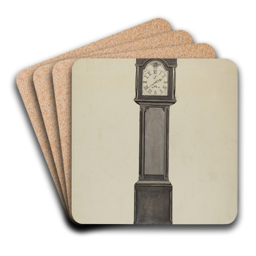 Grandfather's Clock by Ernest A. Towers, Jr. Art Drink Coaster set