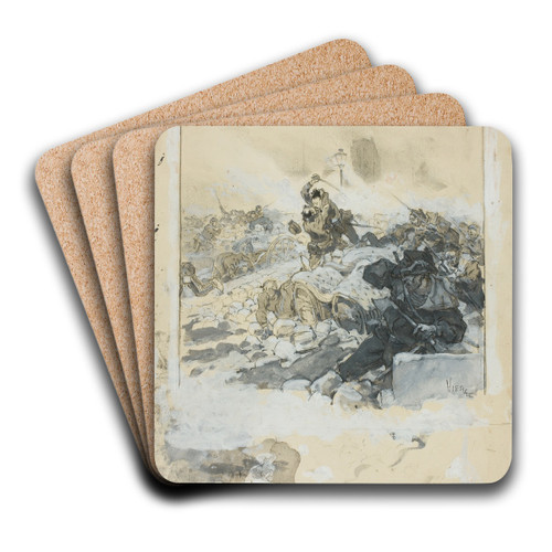 Scene from the Suppression of the Paris Commune in May, 1871 by Daniel Urrabieta Vierge Art Drink Coaster set Scene from the Suppression of the Paris Commune in May, 1871 by Daniel Urrabieta Vierge Art Drink Coaster set