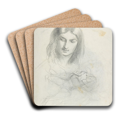 Head of a Man and Figure Studies by Theodor von Holst Art Drink Coaster set