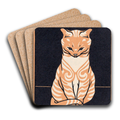 Zittende kat by Julie de Graag Art Drink Coaster set Zittende kat by Julie de Graag Art Drink Coaster set