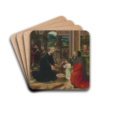 The Adoration of the Shepherds by Adriaen Isenbrandt Drink Coasters - set of 4