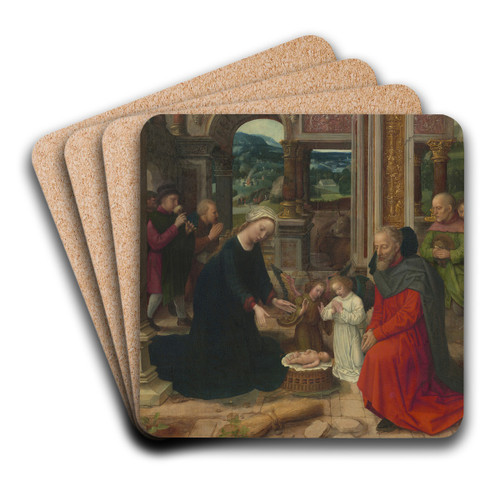 The Adoration of the Shepherds by Adriaen Isenbrandt Art Drink Coaster set
