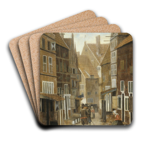 View of a Town by Jacob Vrel Art Drink Coaster set