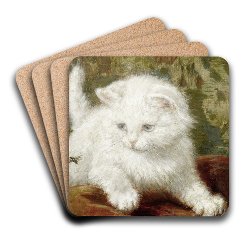 Curiosity by Henritte Ronner-Knip Art Drink Coaster set Curiosity by Henritte Ronner-Knip Art Drink Coaster set