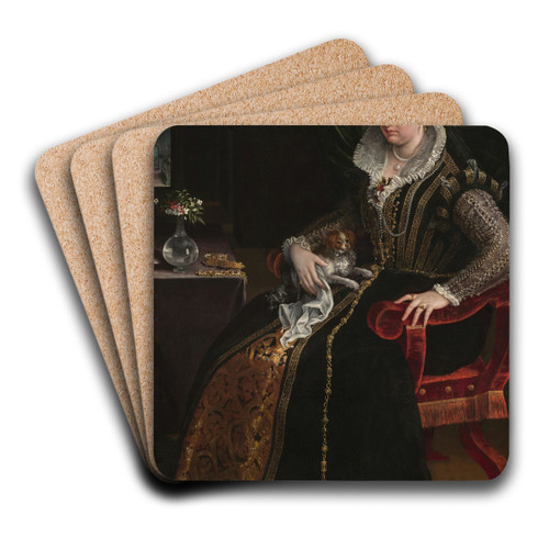 Portrait of Costanza Alidosi by Lavinia Fontana Art Drink Coaster set