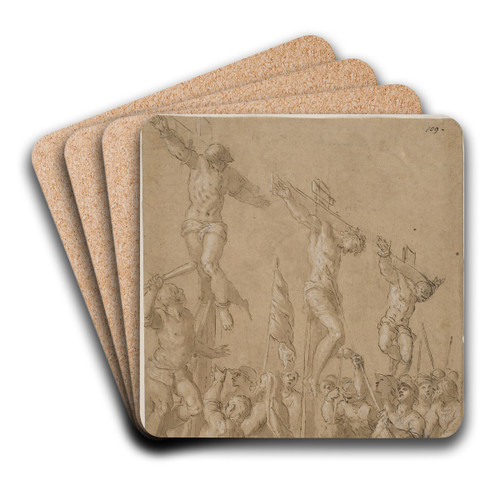 Korsfstelsen by Jacopo Palma il Giovane Art Drink Coaster set