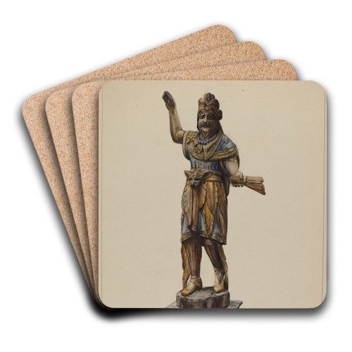 Cigar Store Indian by Mina Lowry Art Drink Coaster set