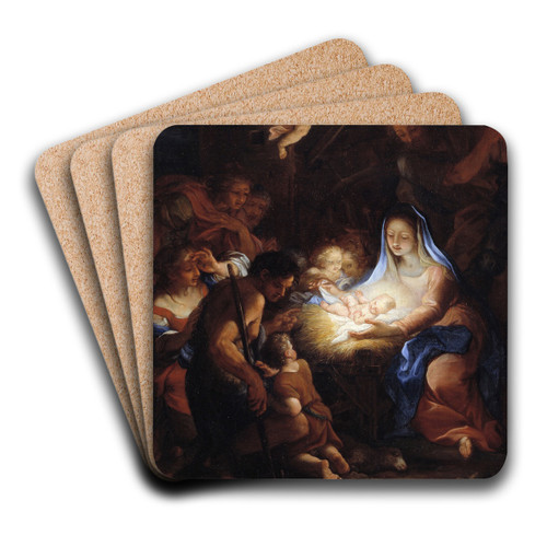 The Adoration of the Shepherds by Giuseppe Bartolomeo Chiari Art Drink Coaster set The Adoration of the Shepherds by Giuseppe Bartolomeo Chiari Art Drink Coaster set