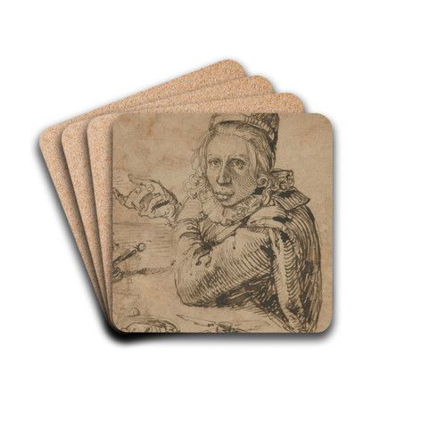 A Youth Seated at a Table by Jacob de Gheyn II Drink Coasters - set of 4 A Youth Seated at a Table by Jacob de Gheyn II Drink Coasters - set of 4