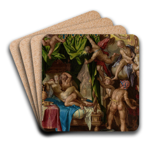Mars and Venus Surprised By Vulcan by Joachim Wtewael Art Drink Coaster set