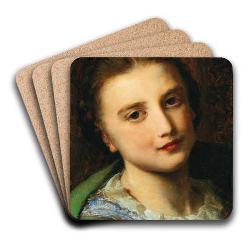 Portrait of a girl by Johann Baptist Reiter Art Drink Coaster set