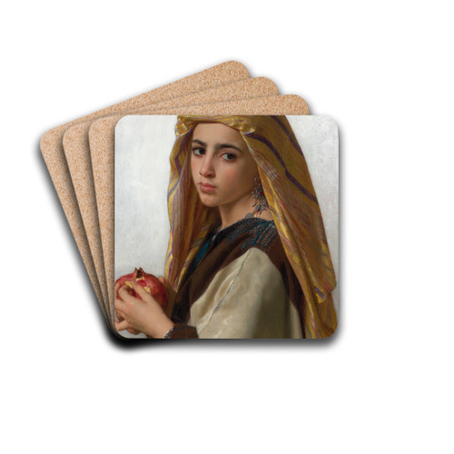 Girl with a pomegranate by William Bouguereau Drink Coasters - set of 4