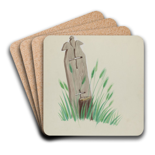 Wooden Grave Marker by Majel G. Claflin Art Drink Coaster set