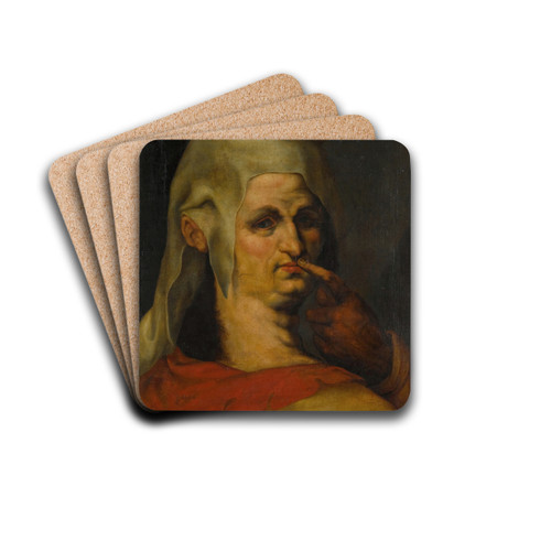 Harpocrates, the God of Silence by After Jan Harmensz. Muller Drink Coasters - set of 4 Harpocrates, the God of Silence by After Jan Harmensz. Muller Drink Coasters - set of 4