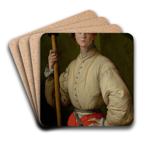 Portrait of a Halberdier by Pontormo (Jacopo Carucci) Art Drink Coaster set