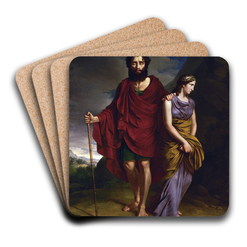 Oedipus And Antigone by Antoni Brodowski Art Drink Coaster set Oedipus And Antigone by Antoni Brodowski Art Drink Coaster set