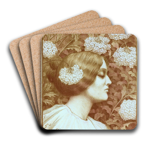 Dessin original pour les 'Matres de l'Affiche' by Paul Berthon Art Drink Coaster set