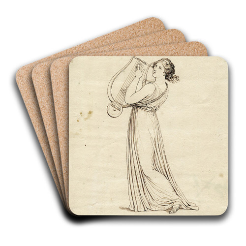 Woman with a lyre by David Humbert de Superville Art Drink Coaster set