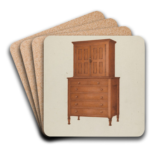 Shaker Cabinet by George V. Vezolles Art Drink Coaster set