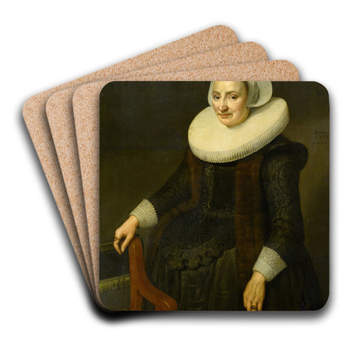 Portrait of an Elderly Woman by Michiel Jansz. Van Mierevelt Art Drink Coaster set