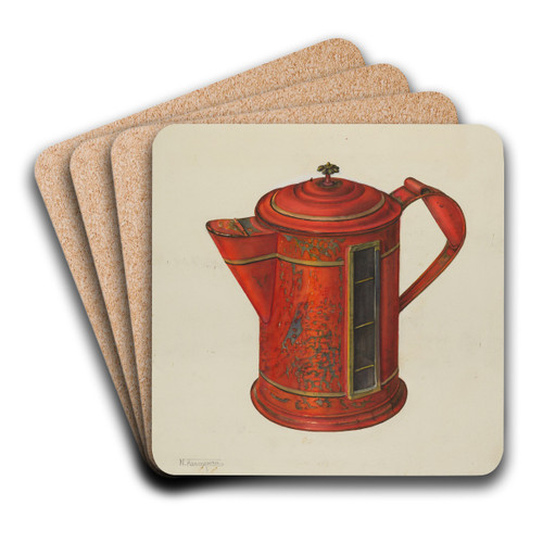 Toleware Coffee Pot by Nicholas Acampora Art Drink Coaster set