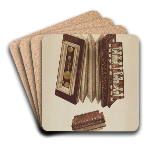 Woman's Accordian by John Thorsen Art Drink Coaster set