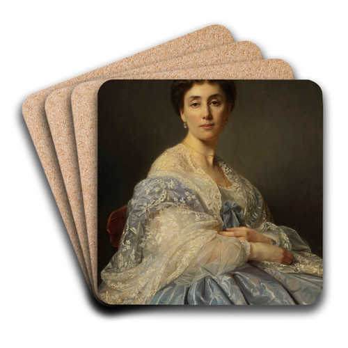 Portrait of Aleksandra Zatler, generals wife by Jzef Simmler Art Drink Coaster set Portrait of Aleksandra Zatler, generals wife by Jzef Simmler Art Drink Coaster set
