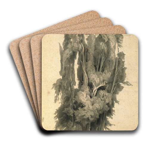Cypresses in the Park at Villa dEste in Tivoli by Johann Wilhelm Schirmer Art Drink Coaster set