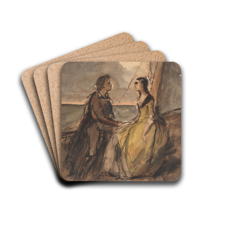 Seated Man and Woman by Celestin Nanteuil Drink Coasters - set of 4