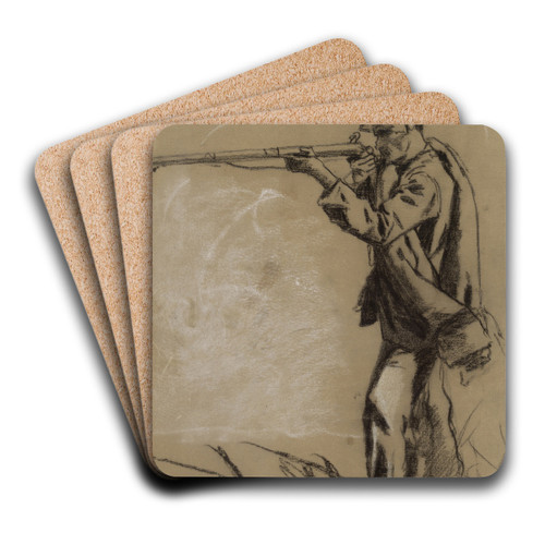 Soldier Taking Aim (recto) by Winslow Homer Art Drink Coaster set