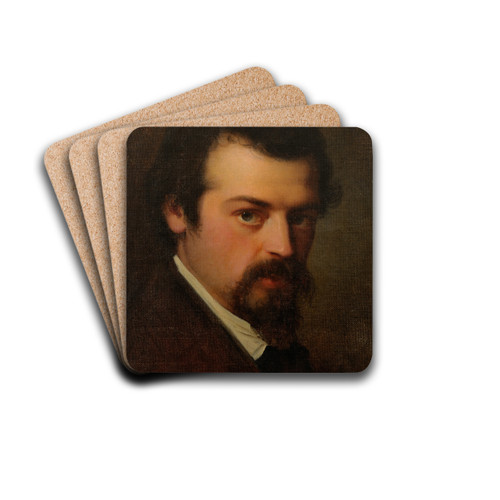 Portrait of Artist Aleksander Hagen by Julie Wilhelmine Hagen-Schwarz Drink Coasters - set of 4