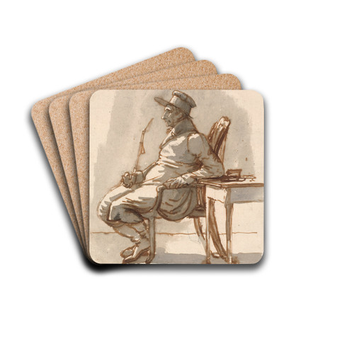 Mand med pibe og kasket. Kunstnerens onkel by Wilhelm Marstrand Drink Coasters - set of 4
