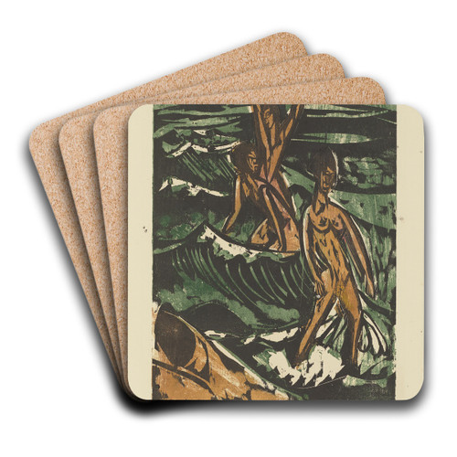 Three Bathers in the Waves by Ernst Ludwig Kirchner Art Drink Coaster set