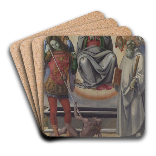 The Assumption of the Virgin with Saints Michael and Benedict by Luca Signorelli Art Drink Coaster set