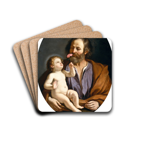 Saint Joseph with the Christ Child by Guercino Drink Coasters - set of 4 Saint Joseph with the Christ Child by Guercino Drink Coasters - set of 4