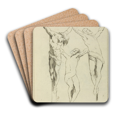 Three studies of crucified figures by Peter Paul Rubens Art Drink Coaster set