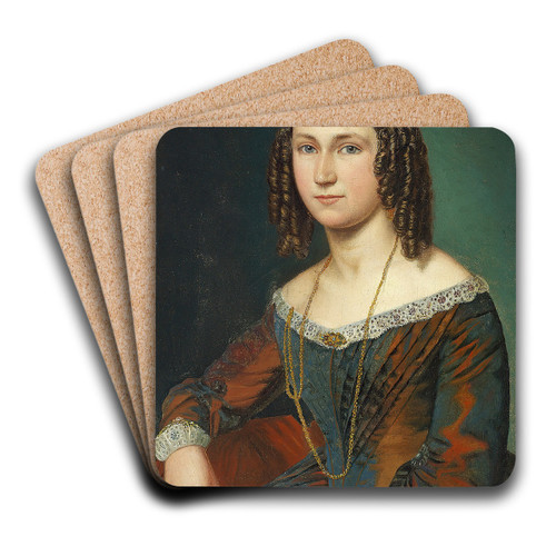 Portrt af ung kvinde med slangekrller by Wilhelm Marstrand Art Drink Coaster set