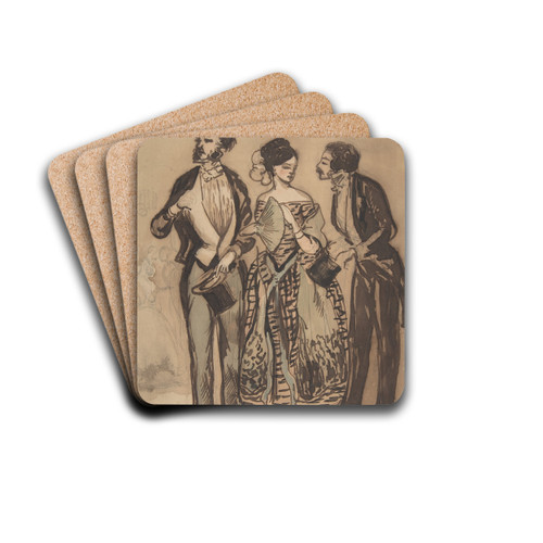 Two Gentlemen and a Lady by Constantin Guys Drink Coasters - set of 4