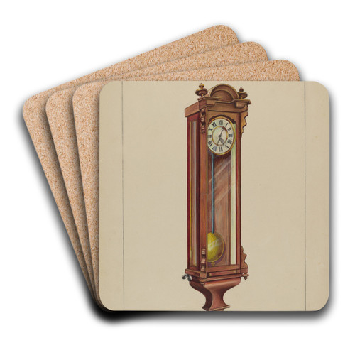 Wall Clock by John Cutting Art Drink Coaster set
