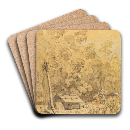 Siedlung im Urwald by Ferdinand Keller Art Drink Coaster set