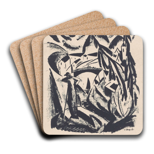 Flusslandschaft by Josef Eberz Art Drink Coaster set