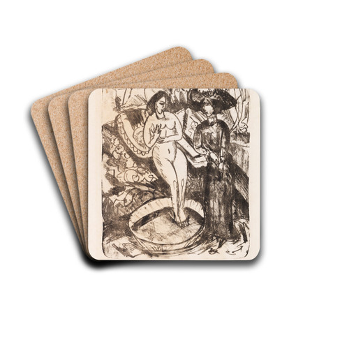 Der Besuch der Freundin by Ernst Ludwig Kirchner Drink Coasters - set of 4