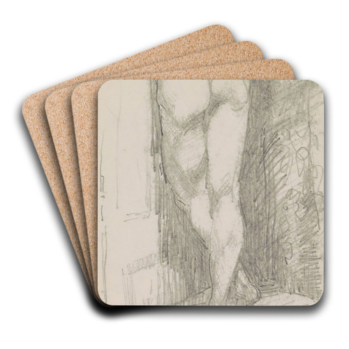 Achterzijde van een staande naakte vrouw by Reijer Stolk Art Drink Coaster set