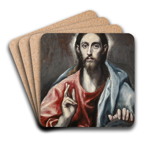 Christ Blessing ('the Saviour Of The World') by El Greco (Domenikos Theotokopoulos) Art Drink Coaster set