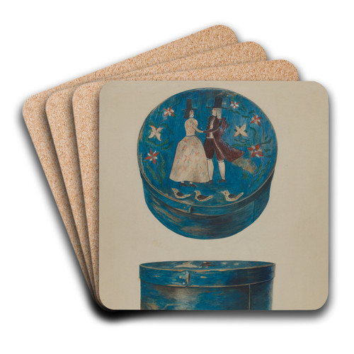 Pa. German Bandbox by Betty Jacob Art Drink Coaster set
